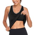 Hibelle Built in Bra Tank Tops for Women V Neck Racerback Workout Yoga Casual Shirts