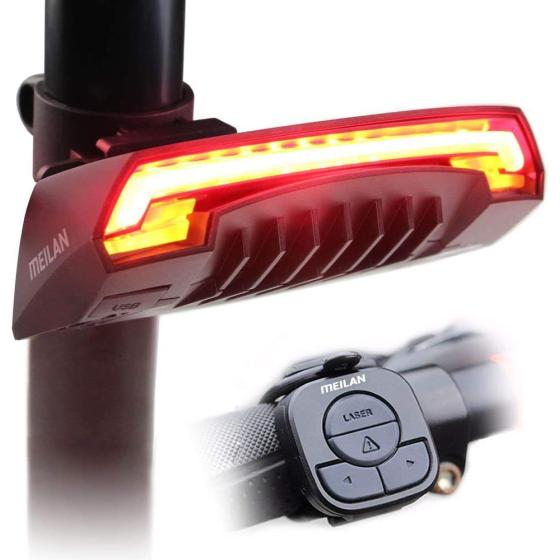 MEILAN X5 Smart Bike Tail Light with Turn Signals and Automatic Brake Light Wireless Remote Control Bike Rear Light Back USB Rechargeable Safety Warning Cycling Light Fits on Any Road Bicycle
