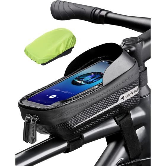 whale fall 2023 Hard Casing Bike Bag, Bike Accessories, Never Deform / Lighter / Waterproof, Bike Phone Holder Bike Phone Mount, 3D Hard Eva with 0.25mm Sensitive TPU Touch-Screen, with Rain Cover for Phones under 6.9''