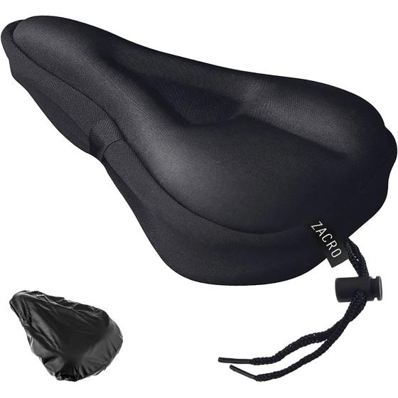 Zacro Bike Seat Cushion - Gel Padded Bike Seat Cover for Men Women Comfort, Extra Soft Exercise Bicycle Seat Compatible with Peloton, Outdoor & Indoor