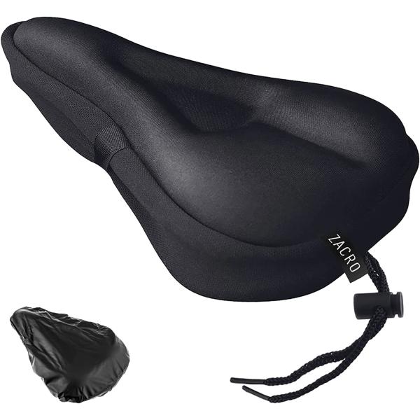 Zacro Bike Seat Cushion - Gel Padded Bike Seat Cover for Men Women Comfort, Extra Soft Exercise Bicycle Seat Compatible with Peloton, Outdoor & Indoor