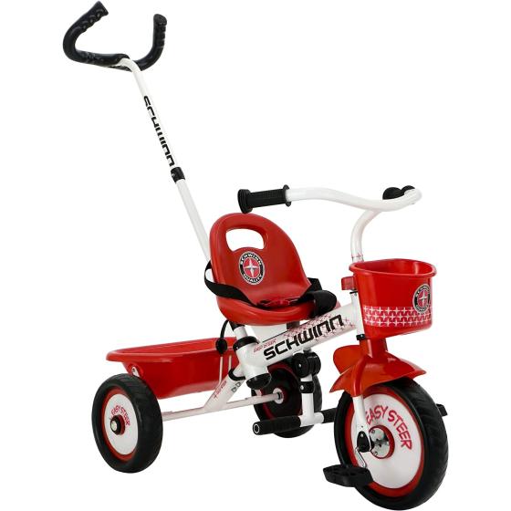 Schwinn Roadster Bike for Toddlers, Kids Classic Tricycle, Boys and Girls Ages 2 - 4 Years Old, Steel Trike Frame, Rear Deck Made of Genuine Wood, & Fabric Tassels
