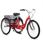 Schwinn Meridian Adult Trike, Three Wheel Cruiser Bike, 7-Speed, 26-Inch Wheels, Cargo Basket, Red