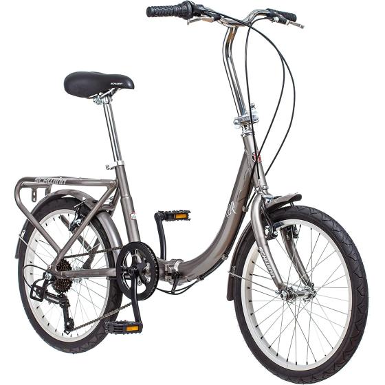 Schwinn Loop Adult Folding Bike, 20-inch Wheels, 7-Speed Drivetrain, Rear Carry Rack, Carrying Bag, Multiple Colors