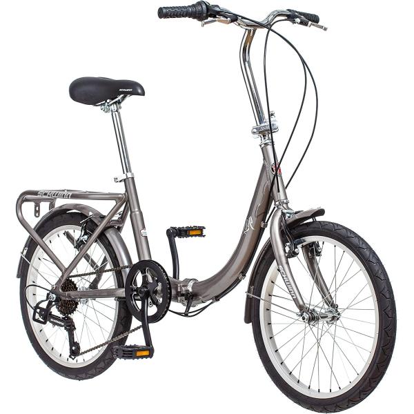 Schwinn Loop Adult Folding Bike, 20-inch Wheels, 7-Speed Drivetrain, Rear Carry Rack, Carrying Bag, Multiple Colors
