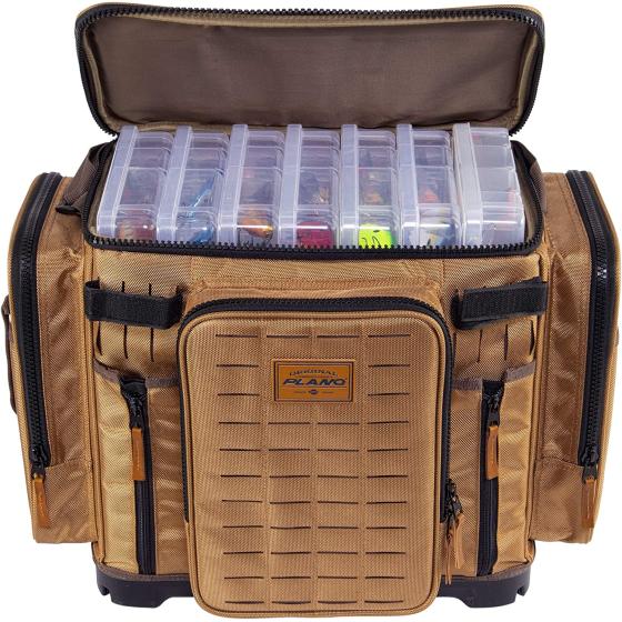 Plano Guide Series Tackle Bag | Premium Tackle Storage with No Slip Base and Included stows, Khaki with Brown and Black Trim