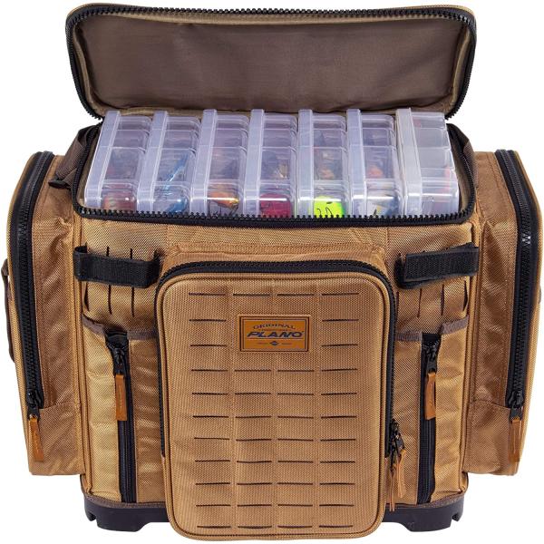 Plano Guide Series Tackle Bag | Premium Tackle Storage with No Slip Base and Included stows, Khaki with Brown and Black Trim