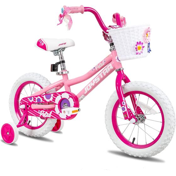 JOYSTAR Petal Girls Bike for Toddlers and Kids, 12 14 16 20 Kids Bike with Basket for Age 2-12 Years Old Girls, Children's Bicycle, Pink Purple