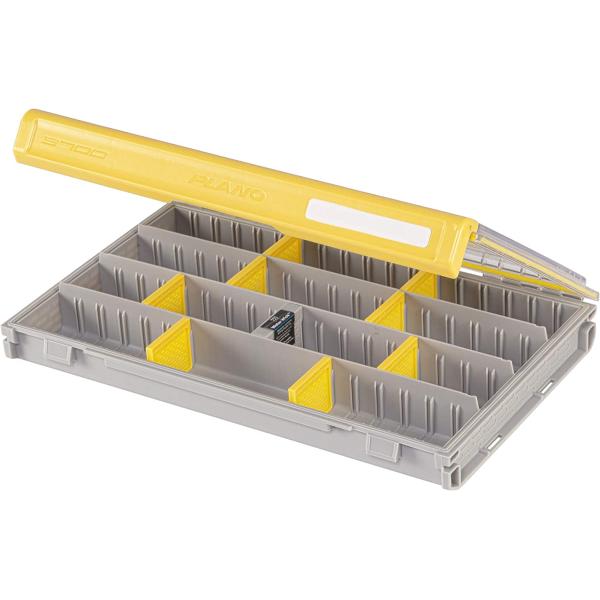 Plano Edge 3600 Terminal Tackle Storage, Gray and Yellow, Includes 10 Hook Retainers, Rustrictor Rust-Resistant Technology, Waterproof Premium Fishing Utility Box