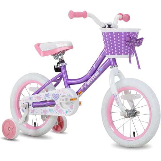 JOYSTAR Angel Girls Bike for Toddlers and Kids Ages 2-9 Years Old, 12 14 16 18 Inch Kids Bike with Training Wheels & Basket, 18 in Girl Bicycle with Handbrake & Kickstand