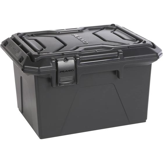 Plano Ammo Crate, Black, Lockable Plastic Ammunition Storage Box, Water-Resistant Protection with Interlocking Foam and Removable Dividers