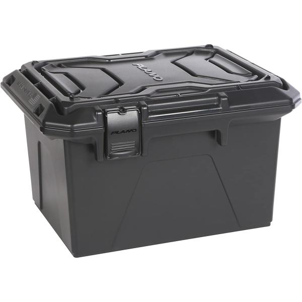 Plano Ammo Crate, Black, Lockable Plastic Ammunition Storage Box, Water-Resistant Protection with Interlocking Foam and Removable Dividers