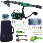 Sougayilang Fishing Rod and Reel Combos - Carbon Fiber Telescopic Fishing Pole - Spinning Reel 12 +1 BB with Carrying Case for Saltwater and Freshwater Fishing Gear Kit
