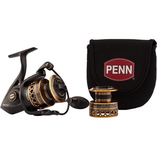PENN Battle Spinning Reel Kit, Size 5000, Includes Reel Cover and Spare Anodized Aluminum Spool, Right/Left Handle Position, HT-100 Front Drag System