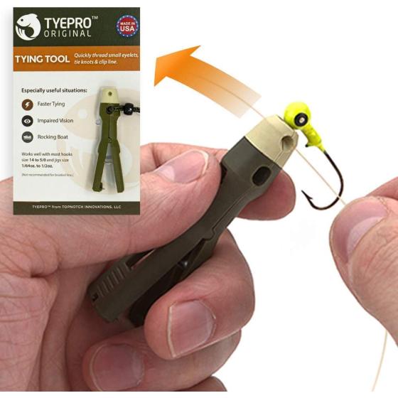 TYEPRO Fishing Knot Tying Tool/Original Jig Head and Hook Eyelet Grip, Thread Line, Tie, Clip