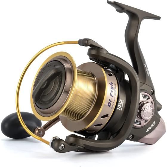 Dr.Fish Long Shot Spinning Reel, Saltwater Fishing Reel 10000/12000 Surf Fishing Reel, 13+1 BBS, 48LB Max Drag, Ultra High Capacity, Heavy Duty Long Cast Offshore Trolling Reel Surf Casting