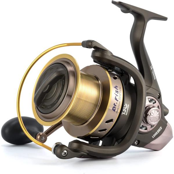 Dr.Fish Long Shot Spinning Reel, Saltwater Fishing Reel 10000/12000 Surf Fishing Reel, 13+1 BBS, 48LB Max Drag, Ultra High Capacity, Heavy Duty Long Cast Offshore Trolling Reel Surf Casting