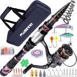 PLUSINNO Fishing Rod and Reel Combos - Carbon Fiber Telescopic Fishing Pole - Spinning Reel 12 +1 Shielded Bearings Stainless Steel BB