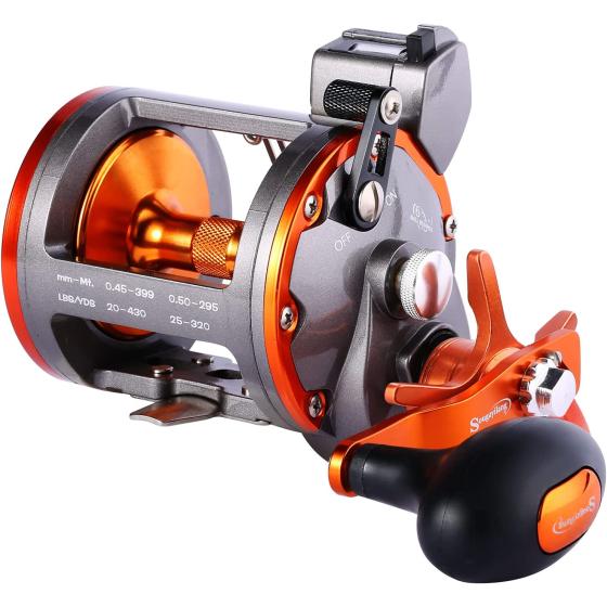 Sougayilang Line Counter Trolling Reel Conventional Level Wind Fishing Reel