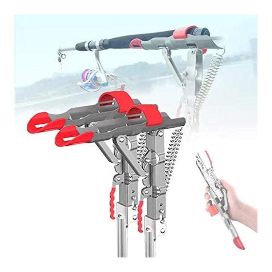 1 Pack / 2 Pack / 4 Pack Automatic Spring Fishing Rod Holder, Stainless Steel Folding Rod Stand for Fishing, Adjustable Sensitivity Fishing Bracket. for Fishing on Shores, Lakes, Ponds and Rivers