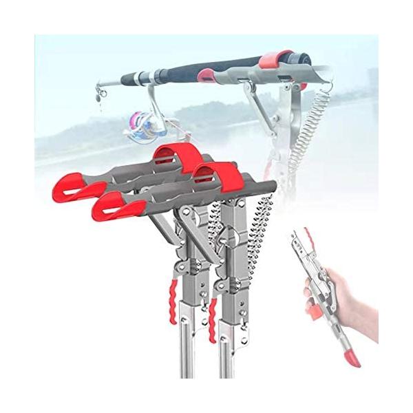 1 Pack / 2 Pack / 4 Pack Automatic Spring Fishing Rod Holder, Stainless Steel Folding Rod Stand for Fishing, Adjustable Sensitivity Fishing Bracket. for Fishing on Shores, Lakes, Ponds and Rivers