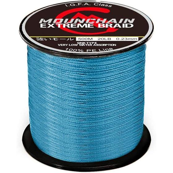 Mounchain Braided Fishing Line, 4 or 8 Strands Abrasion Resistant Braided Lines Super Strong 100% PE Sensitive Fishing Line 300M / 500M / 1000M