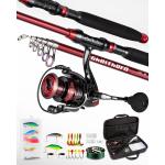 Ghosthorn Fishing Rod and Reel Combo, Telescopic Fishing Pole Kit for Men Collapsible Portable Fishing Gear Starter Compact Travel Pole with Carrier Bag for Freshwater Saltwater Fishing Gifts for Men Women