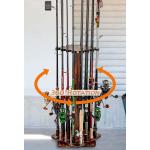 Ghosthorn Fishing Rod Holders for Garage 360 Degree Rotating Fishing Pole Rack, Floor Stand Holds up to 16 Rods Wood Fishing Gear Equipment Storage Organizer, Fishing Gifts for Men