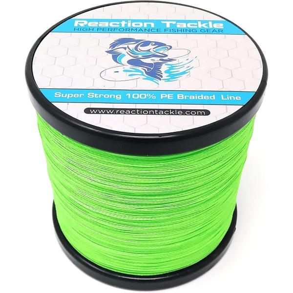 Reaction Tackle Braided Fishing Line - Pro Grade Power Performance for Saltwater or Freshwater - Colored Diamond Braid for Extra Visibility