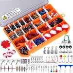 PLUSINNO Fishing Accessories Kit, Fishing Tackle Kit with Tackle Box Including Fishing Weights Sinkers, Jig Hooks, Beads, Swivel Snap, Bobbers Float, Saltwater Freshwater Fishing Gear