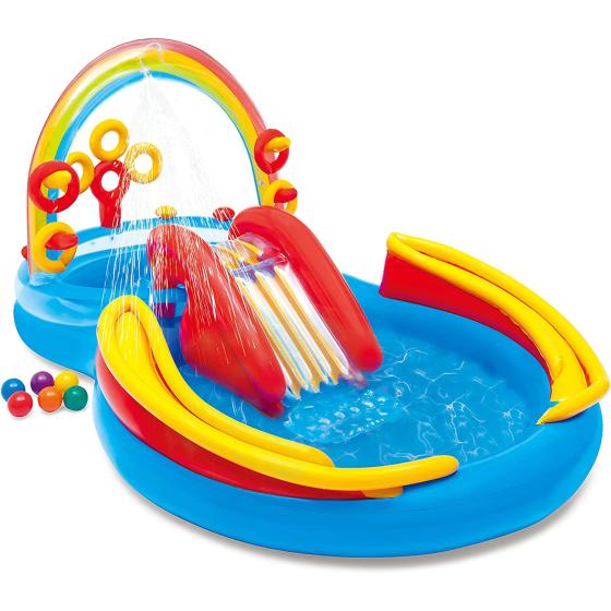 Intex Rainbow Ring Inflatable Play Center, 117" X 76" X 53", For Ages 2+