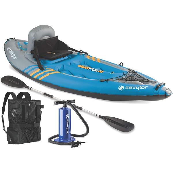 Sevylor Quikpak K1 1-Person Kayak Blue, 8'7" x 3'