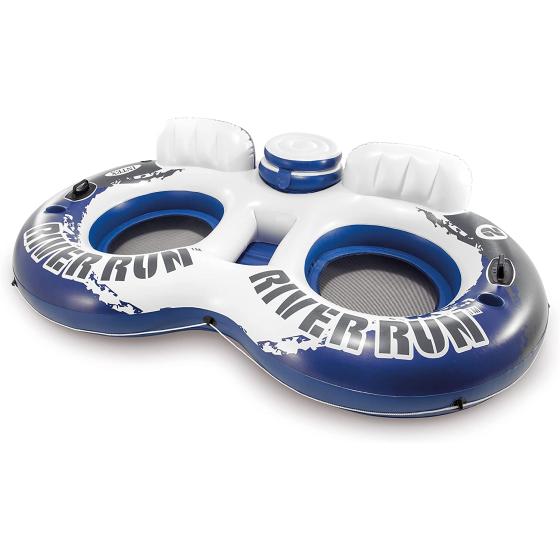Intex River Run II Inflatable 2-Person Pool Tube Float with Attached Cooler and Repair Kit