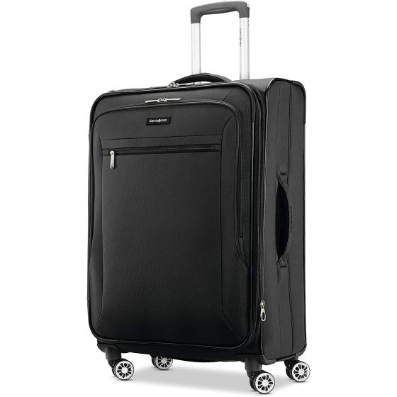 Samsonite Ascella X Softside Expandable Luggage with Spinner Wheels, Black, Checked-Medium 25-Inch