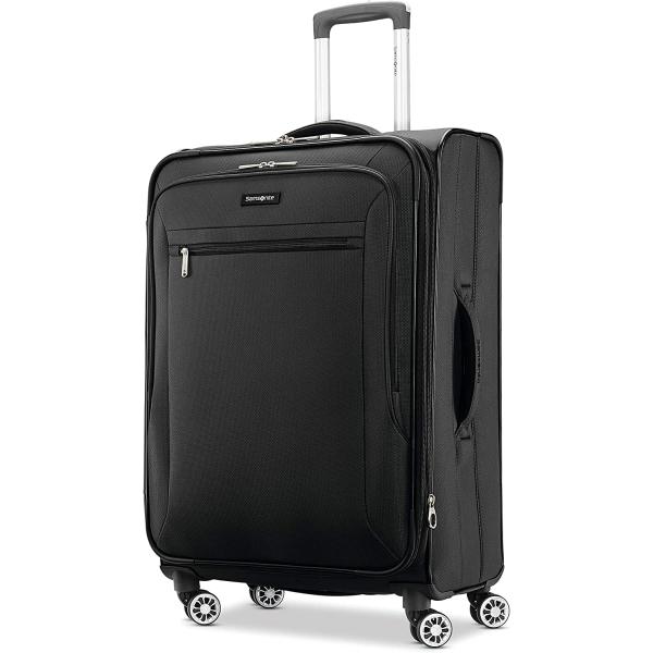 Samsonite Ascella X Softside Expandable Luggage with Spinner Wheels, Black, Checked-Medium 25-Inch
