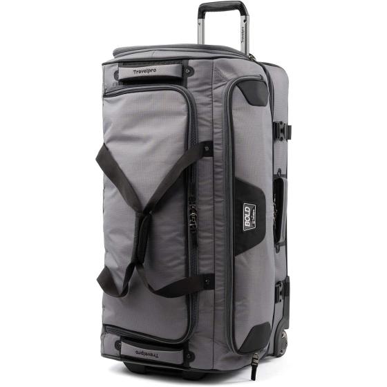Travelpro Bold Drop Bottom Wheeled Rolling Duffel Bag, Grey/Black, 30-Inch