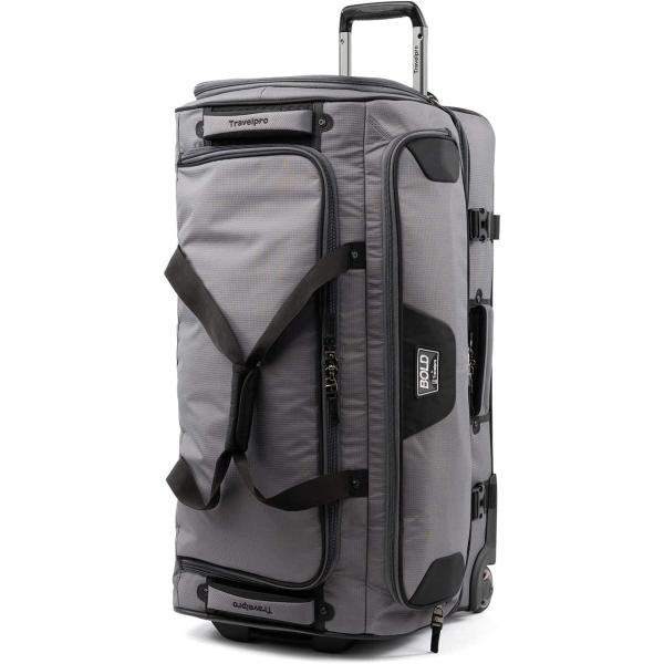 Travelpro Bold Drop Bottom Wheeled Rolling Duffel Bag, Grey/Black, 30-Inch