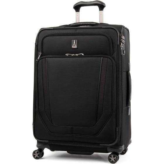 Travelpro Crew Versapack Softside Expandable Spinner Wheel Luggage, Men and Women, Jet Black, Checked-Medium 25-Inch