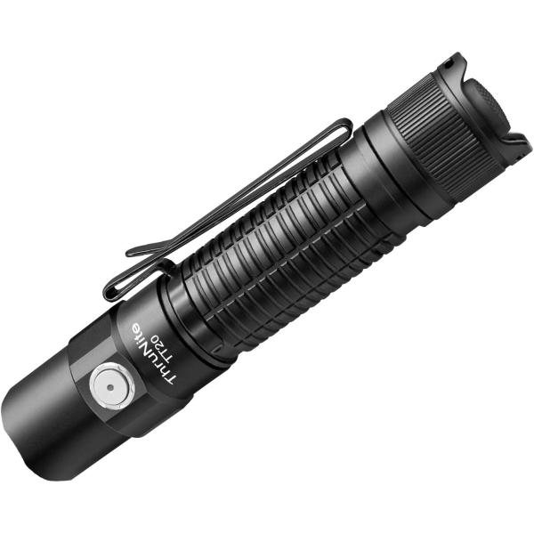 ThruNite TT20 Rechargeable Flashlight, Momentary-on Tail Switch, High 2526 Lumens Bright Output Turbo Mode, USB C Rechargeable, 258 Meters Beam Distance, for Hunting, Hiking - Black CW