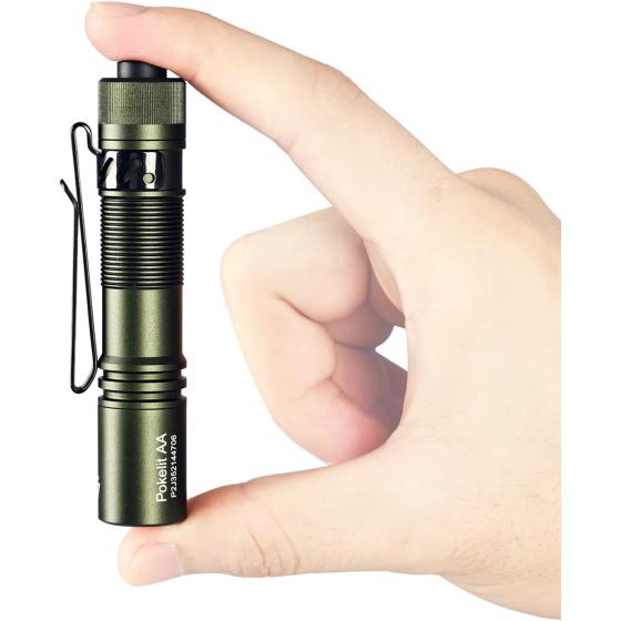 ACEBEAM Pokelit AA Rechargeable Mini Flashlight with Clip, 550 High Lumens Pocket EDC Flashlight, Super Bright Small Flashlight, 90+ High CRI Led Flashlight for Camping,Hiking,Everyday Use(Dark Green)