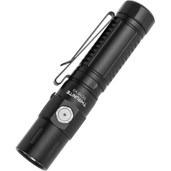 ThruNite TC15 V3 2403 High Lumen Flashlight, USB C Rechargeable LED Handheld Flashlights, Ultra-Bright CREE XHP 35.2 LED, Indoor/Outdoor (Camping, Security and Emergency Use) Cool White - Black CW