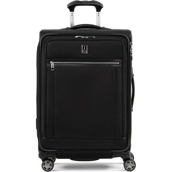 Travelpro Platinum Elite Softside Expandable Luggage, 8 Wheel Spinner Suitcase, TSA Lock, Men and Women, Shadow Black, Checked-Medium 25-Inch