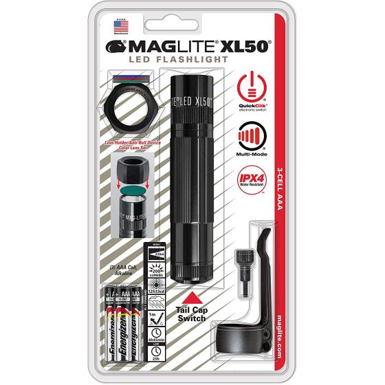 Maglite XL50 LED 3-Cell AAA Flashlight Tactical Pack, Black