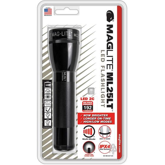 Maglite ML25LT LED 2-Cell C Flashlight, Black