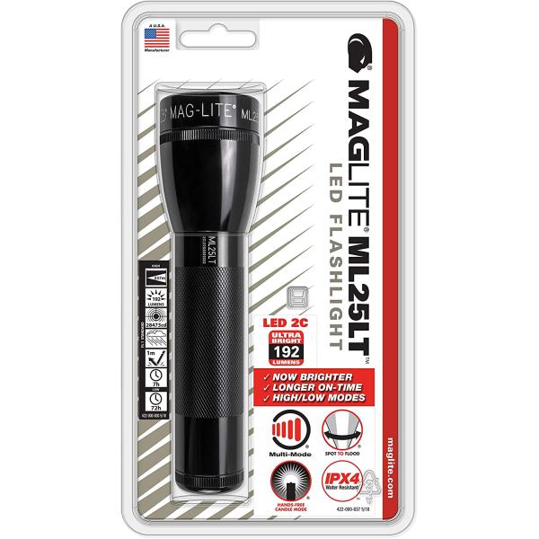 Maglite ML25LT LED 2-Cell C Flashlight, Black