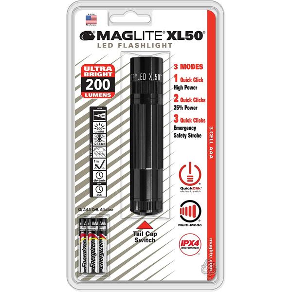 Maglite XL50 LED 3-Cell AAA Flashlight, Black