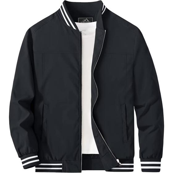 MAGCOMSEN Mens Bomber Jackets Lightweight Windbreaker Full Zip Spring Jackets Casual Stylish with Pockets