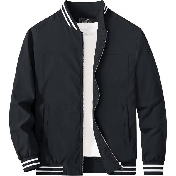 MAGCOMSEN Mens Bomber Jackets Lightweight Windbreaker Full Zip Spring Jackets Casual Stylish with Pockets