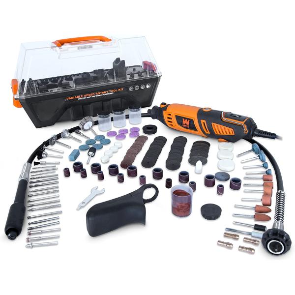 WEN 23190 1.3-Amp Variable Speed Steady-Grip Rotary Tool with 190-Piece Accessory Kit, Flex Shaft, and Carrying Case