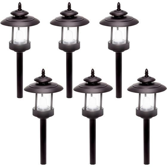 Westinghouse Outdoor Landscape Lighting & Accessories - 100 Lumen Low Voltage Landscape Lights - LED Landscape Path Lights - Low Voltage Pathway Lights Wired (Bronze, 6 Pack)